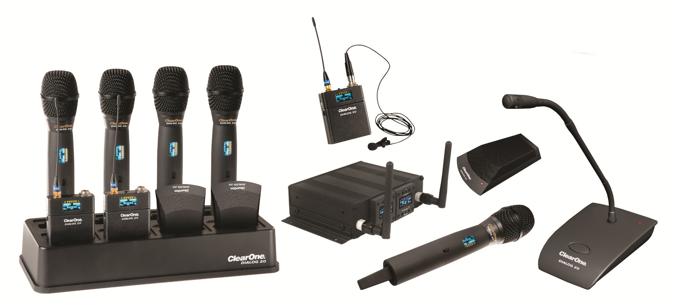 ClearOne представила беспроводную микрофонную систему DIALOG 20, поддерживающую интеграцию с микшерами CONVERGE Pro 2 